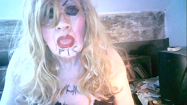 Filthy smoking pigslut Sarah humiliates herself by drinking own piss, wanking and penetrating her shit pipe cunt huge dildo