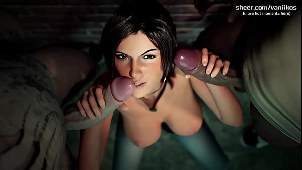 La ragazza tettona Tomb Raider Lara Croft succhia un grosso cazzo nero e un grosso cazzo bianco. Caldo doppio pompino interrazziale | Avventure di Croft | Gioco Hentai animato 3D | Parte n.3