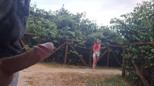 Handjob for naughty girl who passed by in public!