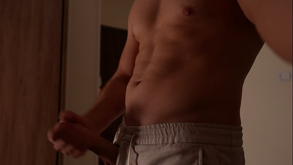 Fit guy masturbates without even taking off his shorts