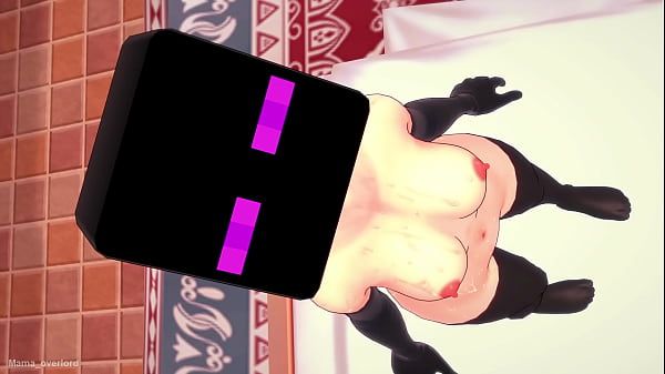 girlfriend dressed as enderman only wears her towel and wants to fuck