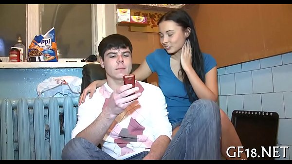 Sweet-looking teen beauty takes hard cock